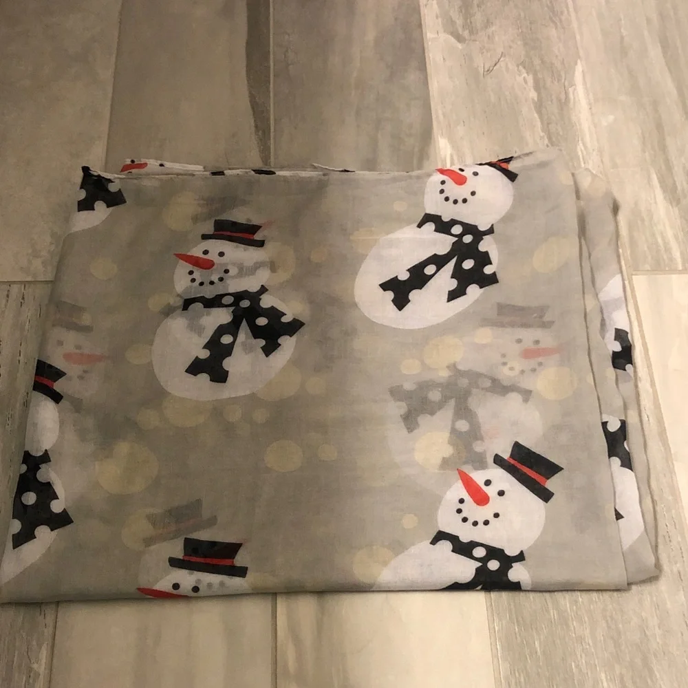 Snowman Print Gray Infinity Scarf